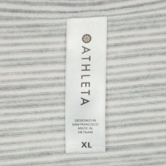 Athleta Cloudlight Stratus Women's Extra Large Gray White Striped Cap Sleeve Tee - Picture 8 of 9